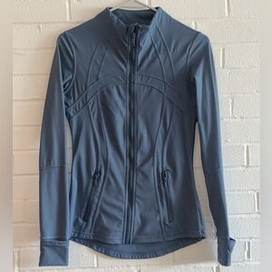 Blue Utility Jacket with High Collar and Slim Fit